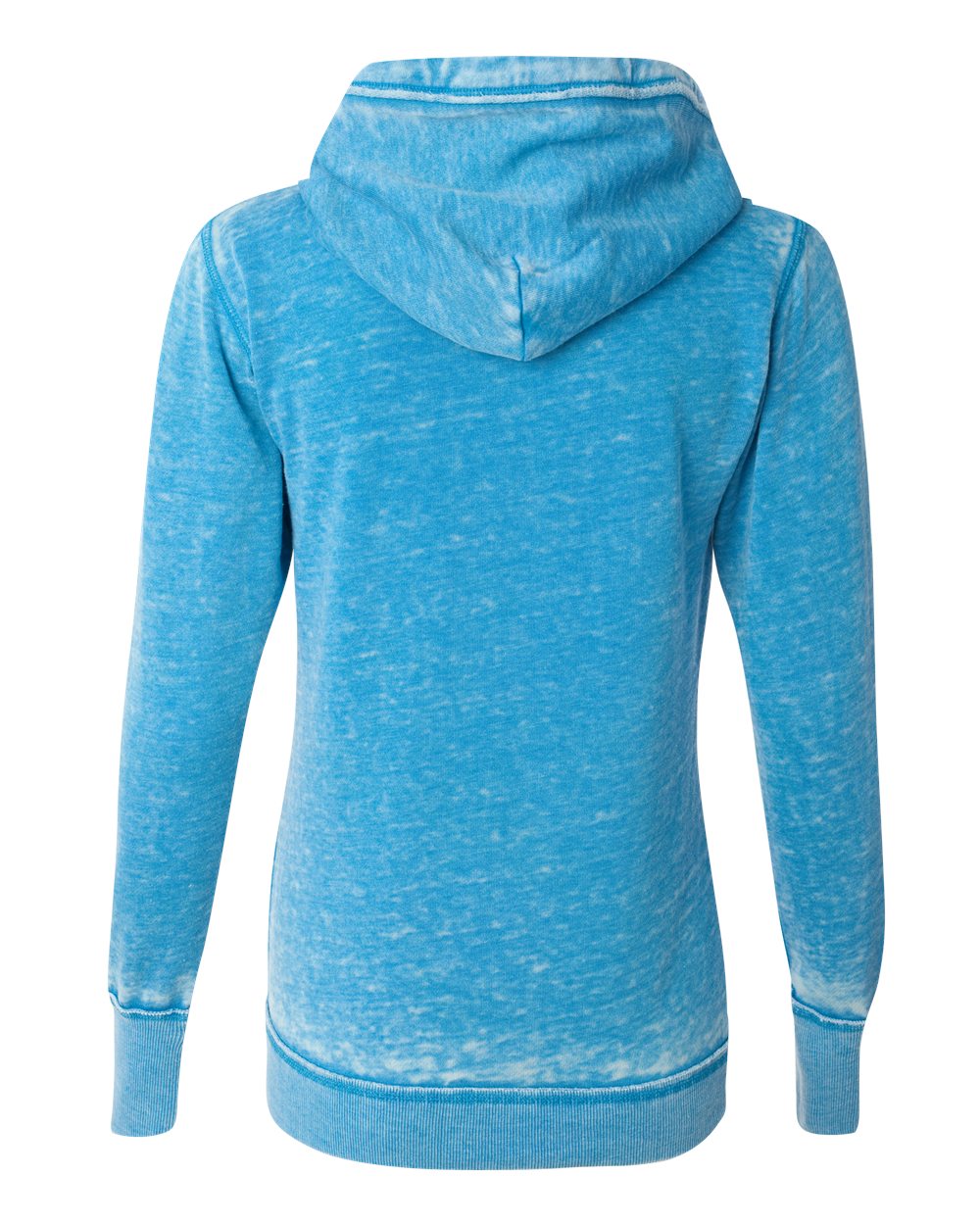 J. America 8913 Women's Zen Fleece Full-Zip Hooded Sweatshirt in Oceanberry, back