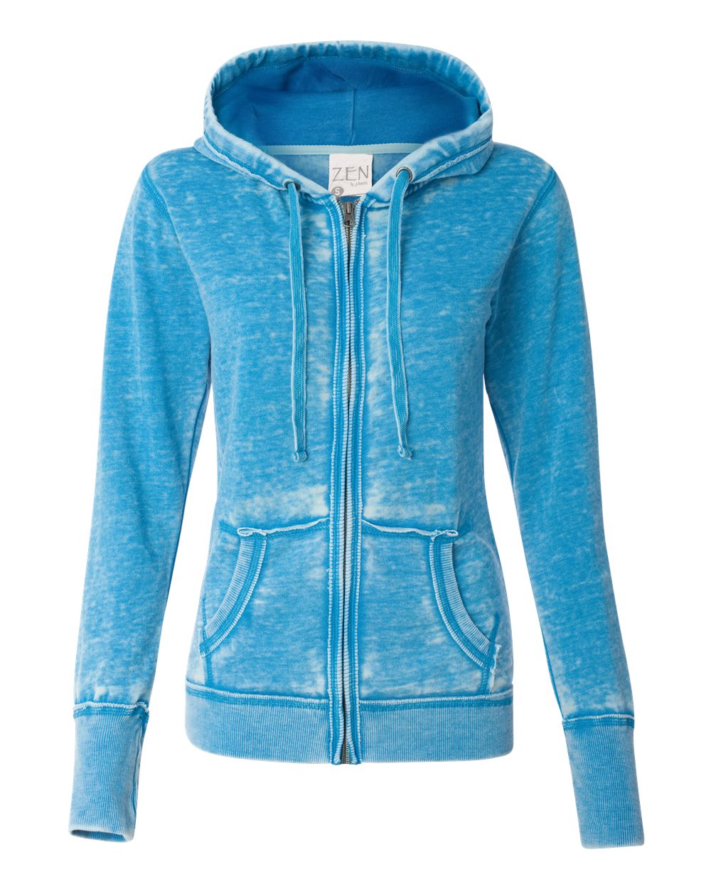 J. America 8913 Women's Zen Fleece Full-Zip Hooded Sweatshirt in Oceanberry