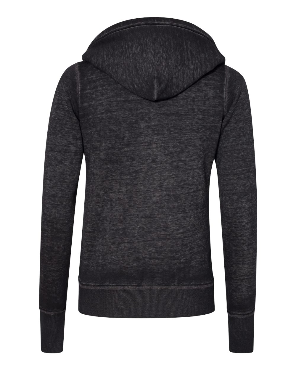 J. America 8913 Women's Zen Fleece Full-Zip Hooded Sweatshirt in Twisted Black, back