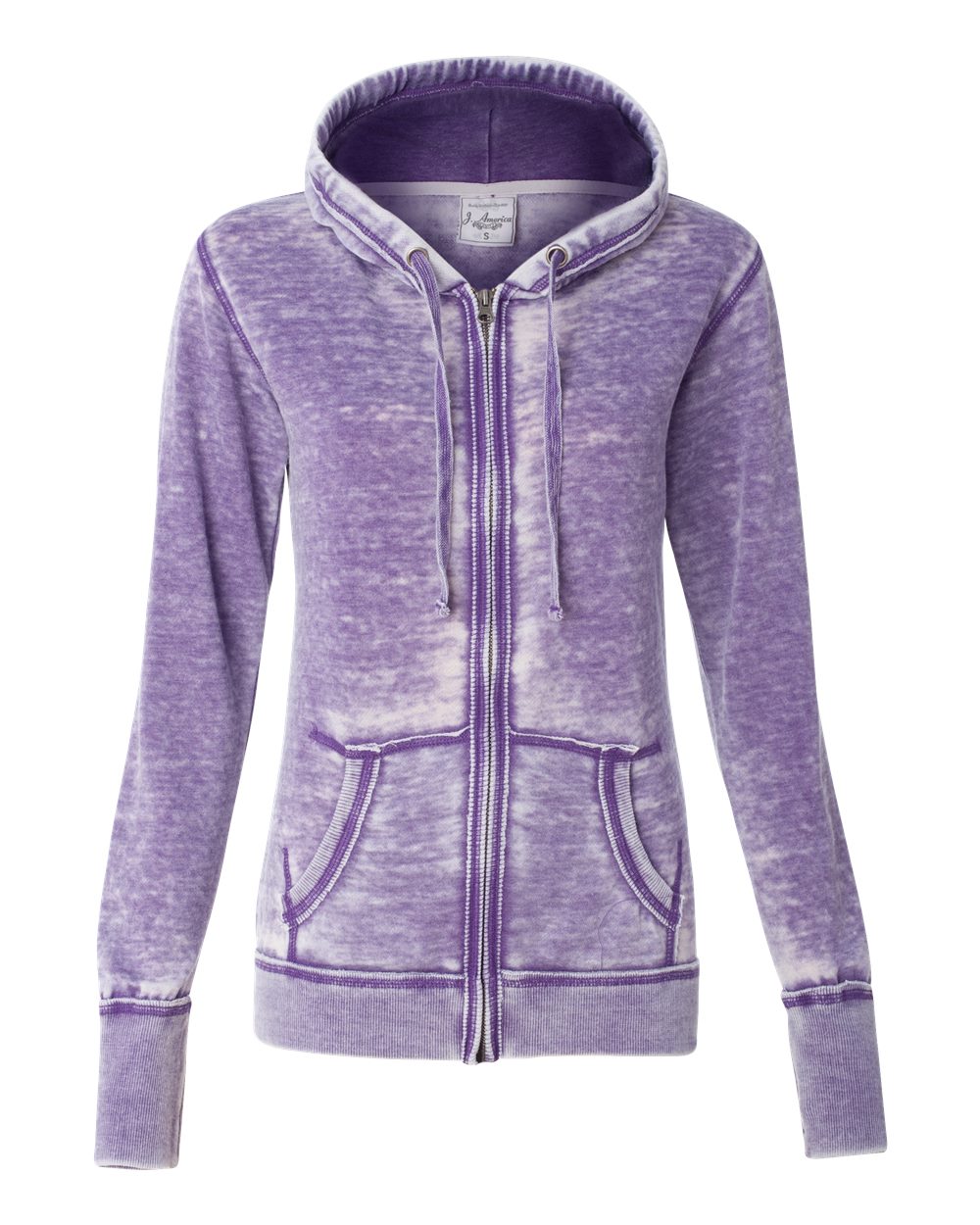 J. America 8913 Women's Zen Fleece Full-Zip Hooded Sweatshirt in Very Berry