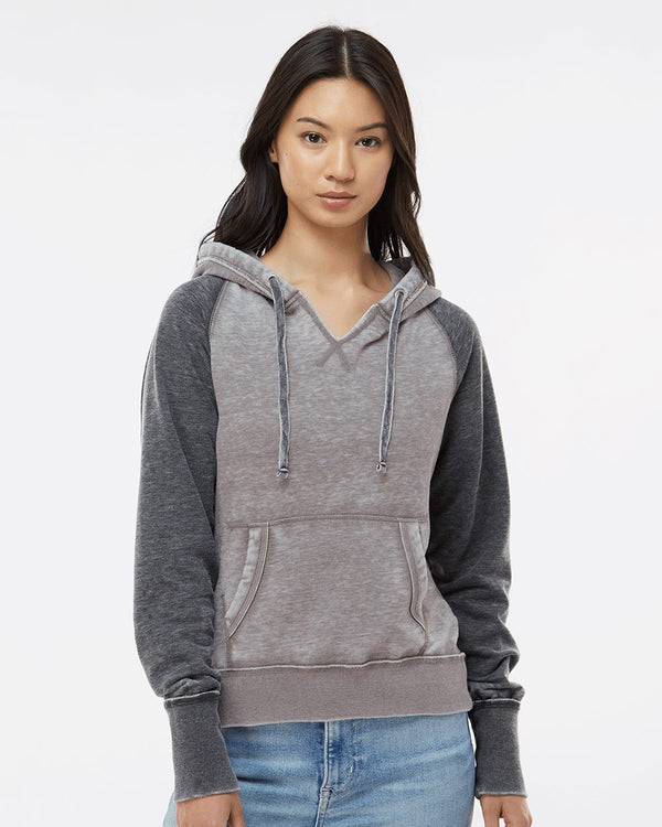 J. America 8926 Women's Zen Fleece Raglan Hooded Sweatshirt