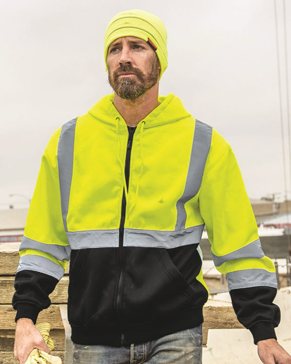 Kishigo JS102-103 Unisex Hi-Vis Full-Zip Hooded Sweatshirt
