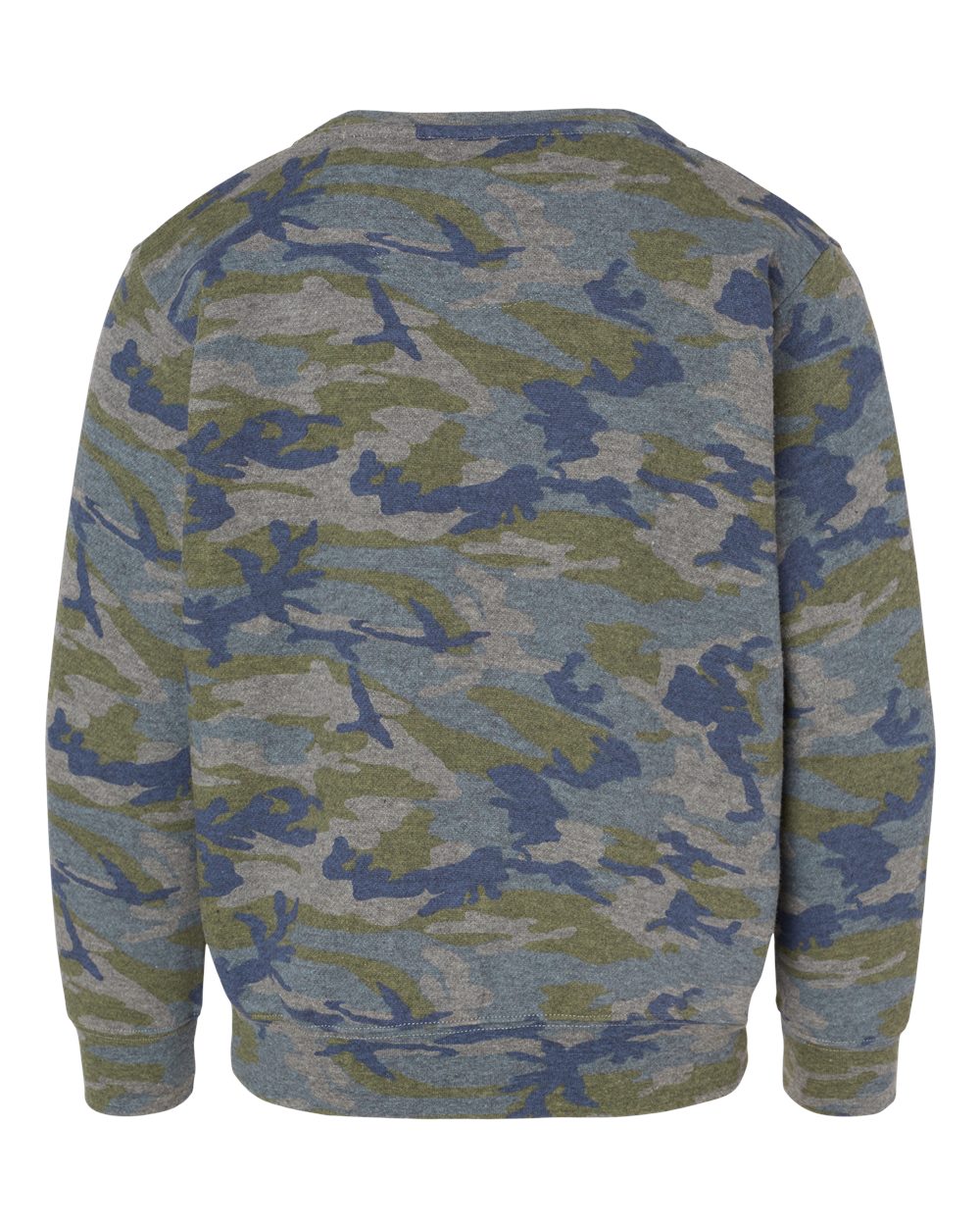 Live & Tell by LAT 2225 Youth Crewneck Sweatshirt in Vintage Camo, back