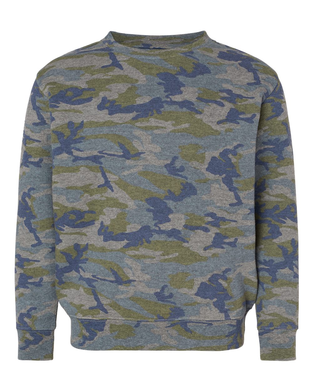 Live & Tell by LAT 2225 Youth Crewneck Sweatshirt in Vintage Camo