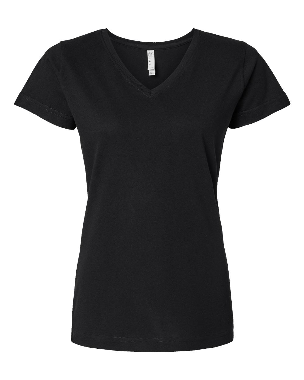 Live & Tell by LAT 3507 Women's Fine Jersey V-Neck Tee in Black