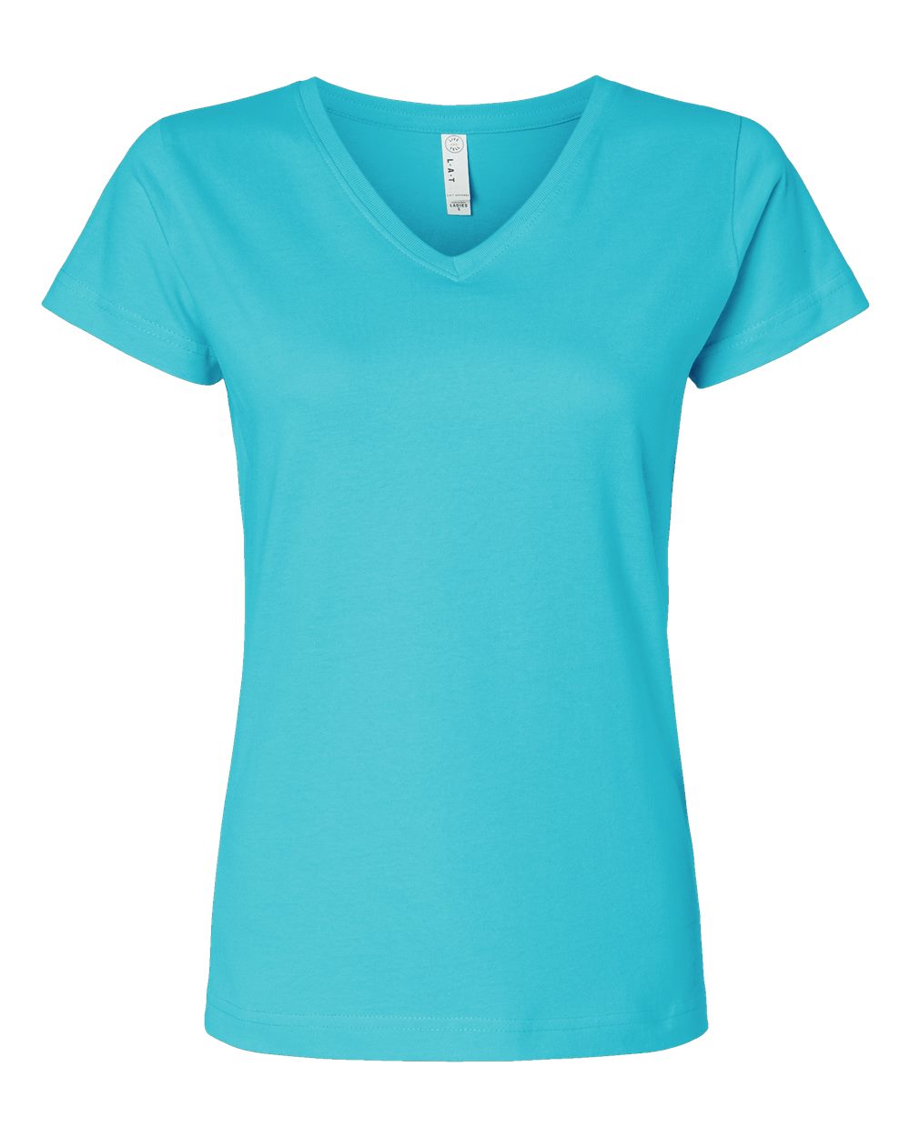 Live & Tell by LAT 3507 Women's Fine Jersey V-Neck Tee in Caribbean