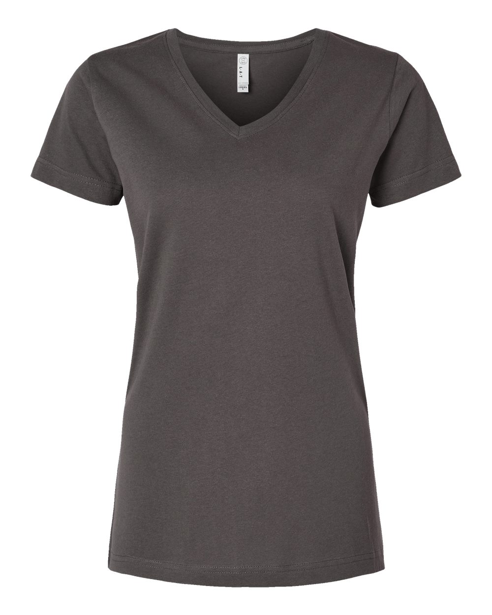 Live & Tell by LAT 3507 Women's Fine Jersey V-Neck Tee in Charcoal