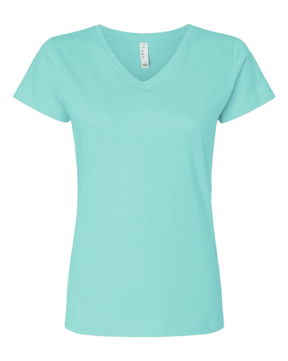 Live & Tell by LAT 3507 Women's Fine Jersey V-Neck Tee in Chill