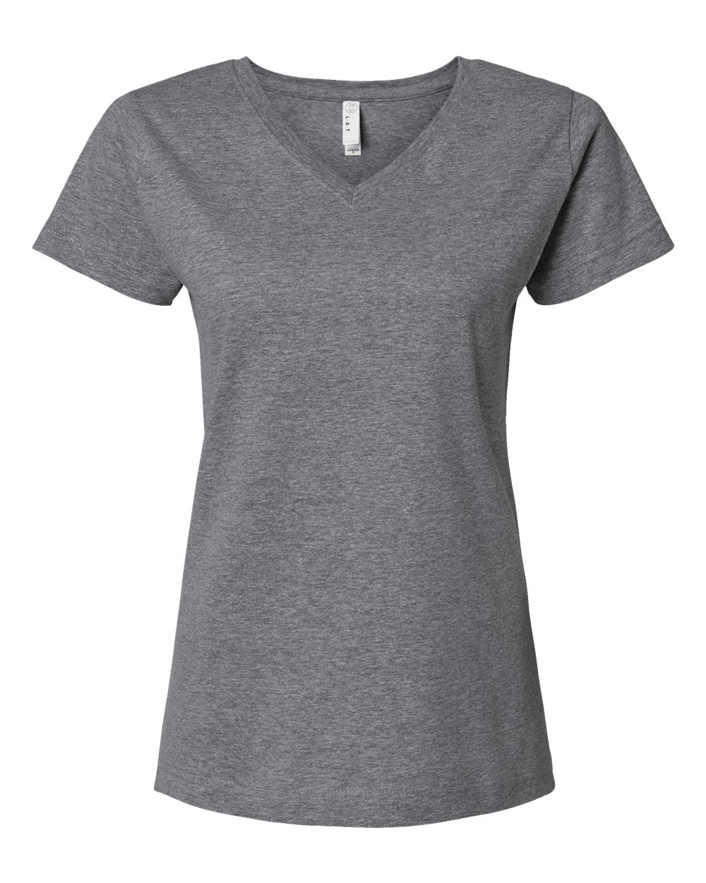 Live & Tell by LAT 3507 Women's Fine Jersey V-Neck Tee in Granite Heather