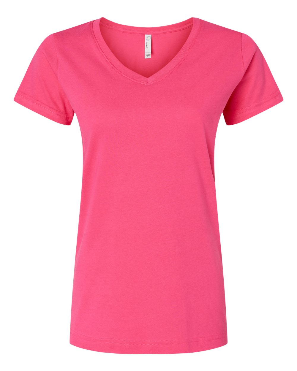 Live & Tell by LAT 3507 Women's Fine Jersey V-Neck Tee in Hot Pink