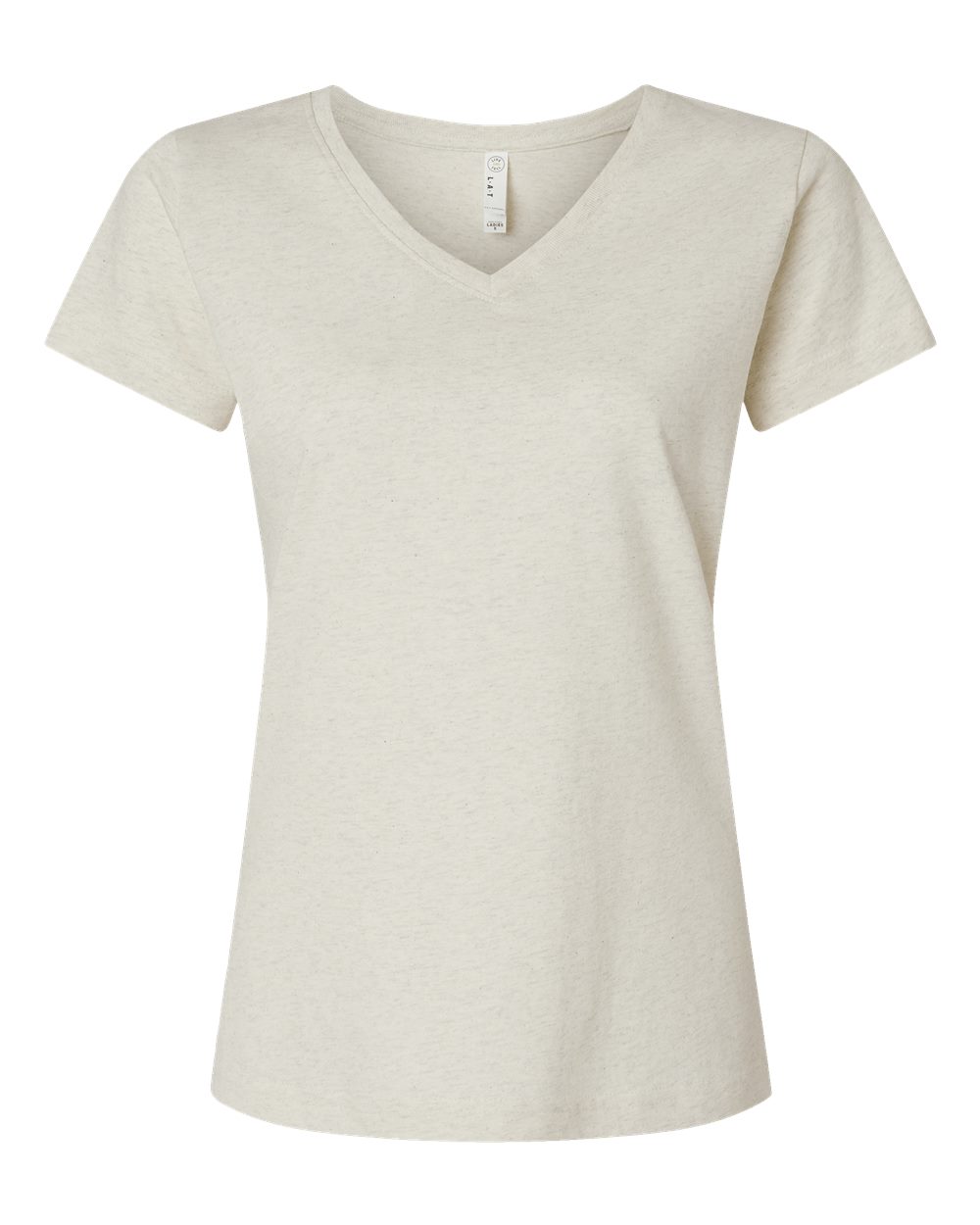 Live & Tell by LAT 3507 Women's Fine Jersey V-Neck Tee in Natural Heather