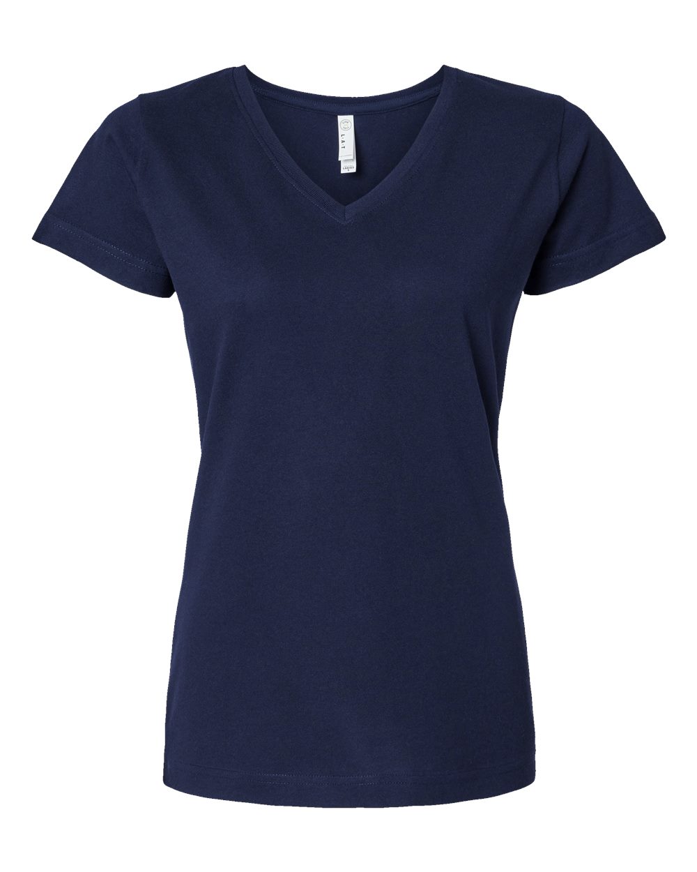 Live & Tell by LAT 3507 Women's Fine Jersey V-Neck Tee in Navy