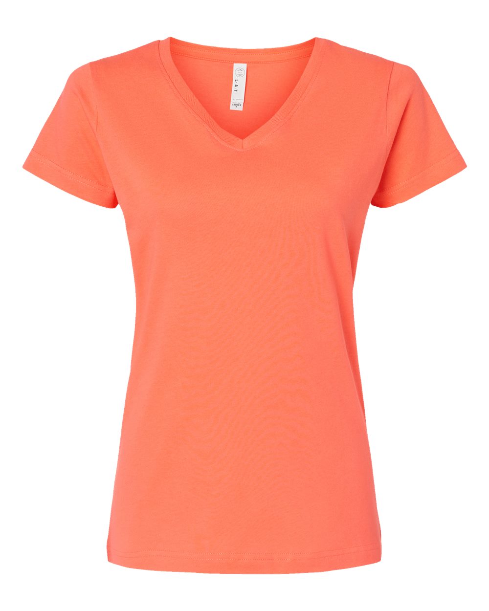 Live & Tell by LAT 3507 Women's Fine Jersey V-Neck Tee in Papaya