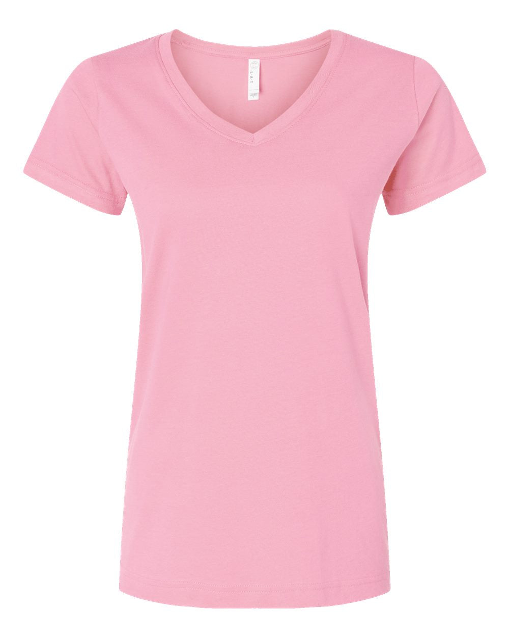 Live & Tell by LAT 3507 Women's Fine Jersey V-Neck Tee in Pink