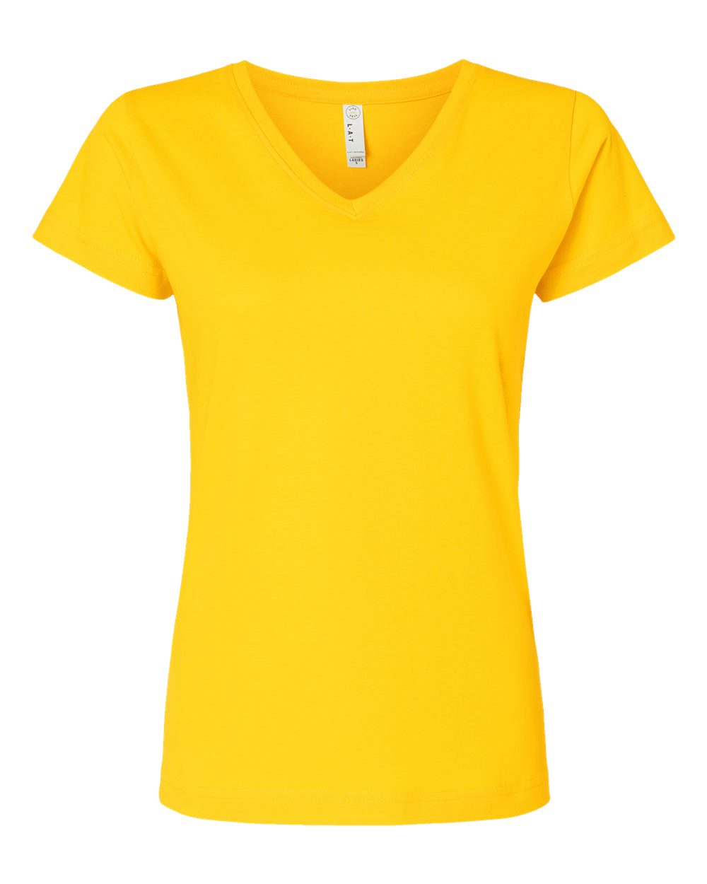 Live & Tell by LAT 3507 Women's Fine Jersey V-Neck Tee in Yellow