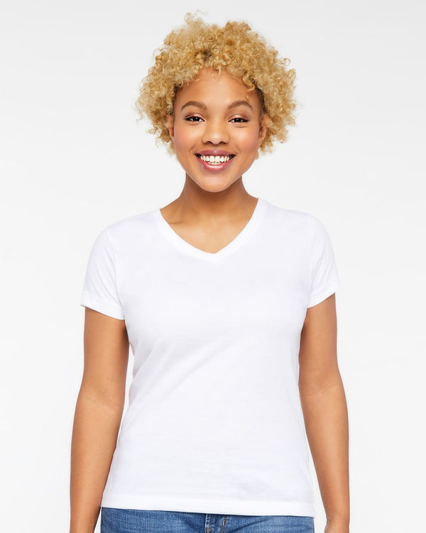 Live & Tell by LAT 3507 Women's Fine Jersey V-Neck Tee