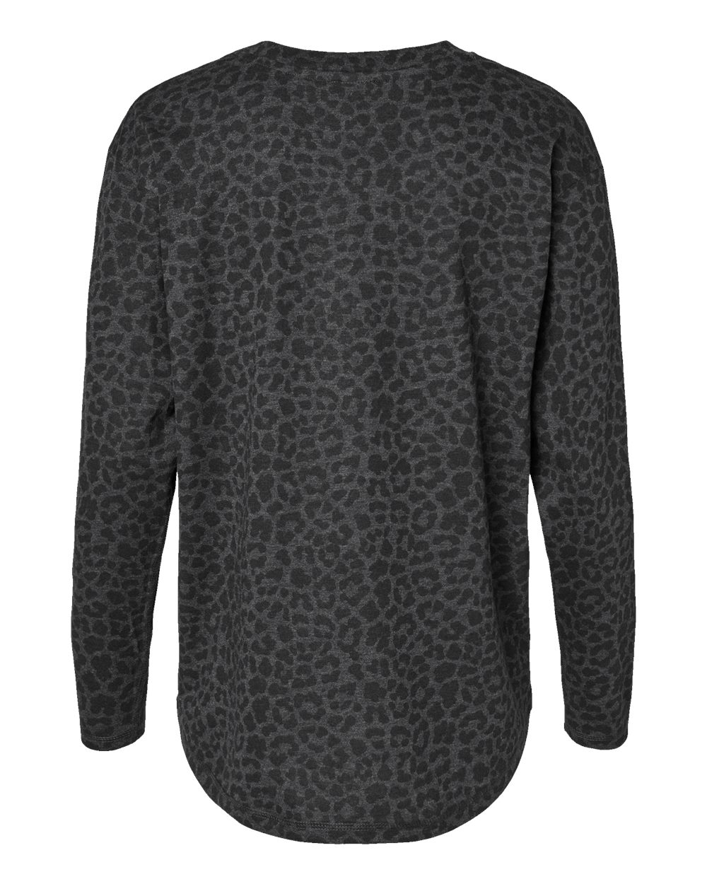 Live & Tell by LAT 3508 Women's Fine Jersey Long Sleeve Tee in Black Leopard, back