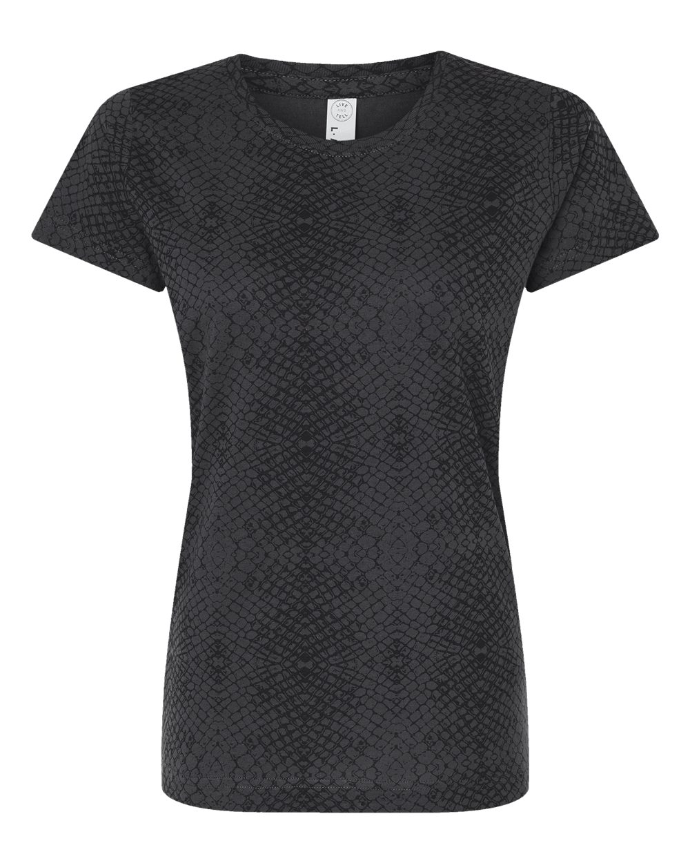 Live & Tell by LAT 3516 Women's Fine Jersey Tee in Black Reptile