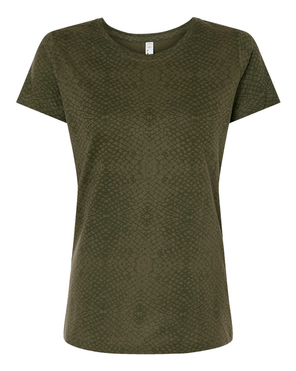 Live & Tell by LAT 3516 Women's Fine Jersey Tee in Green Reptile