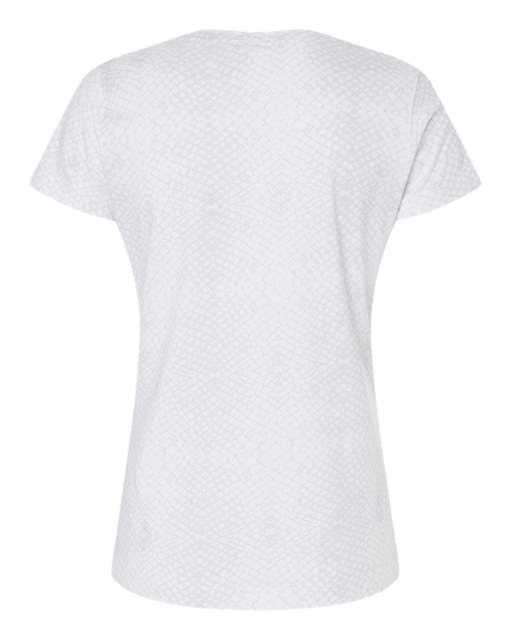 Live & Tell by LAT 3516 Women's Fine Jersey Tee in White Reptile, back