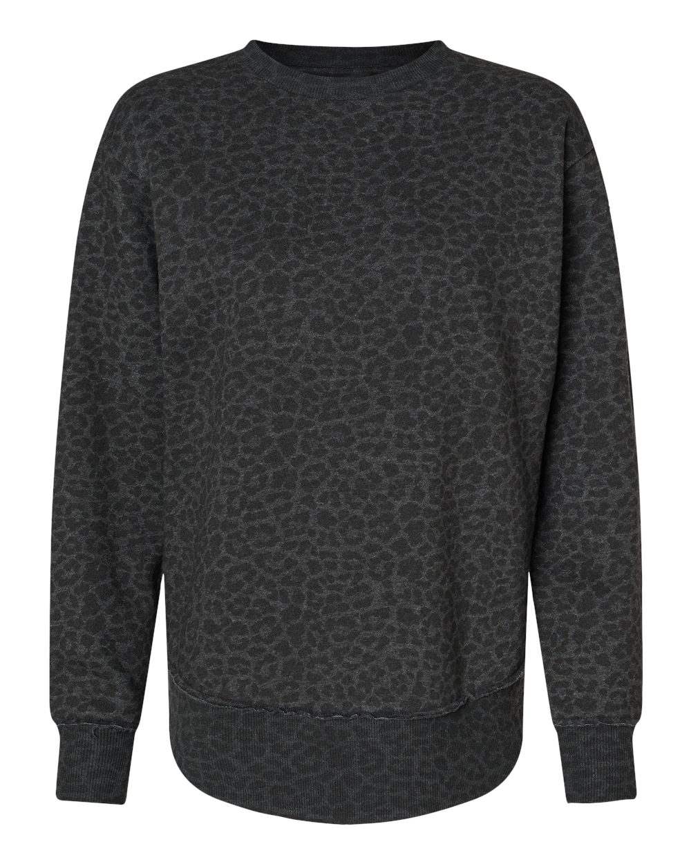 Live & Tell by LAT 3525 Women's Weekend Crewneck Sweatshirt in Black Leopard