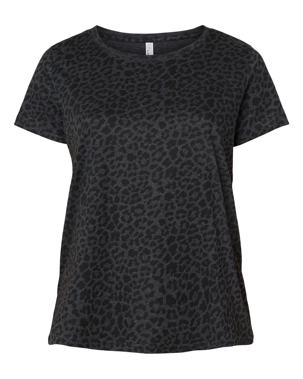 Live & Tell by LAT 3816 Women's Curvy Collection Fine Jersey Tee in Black Leopard