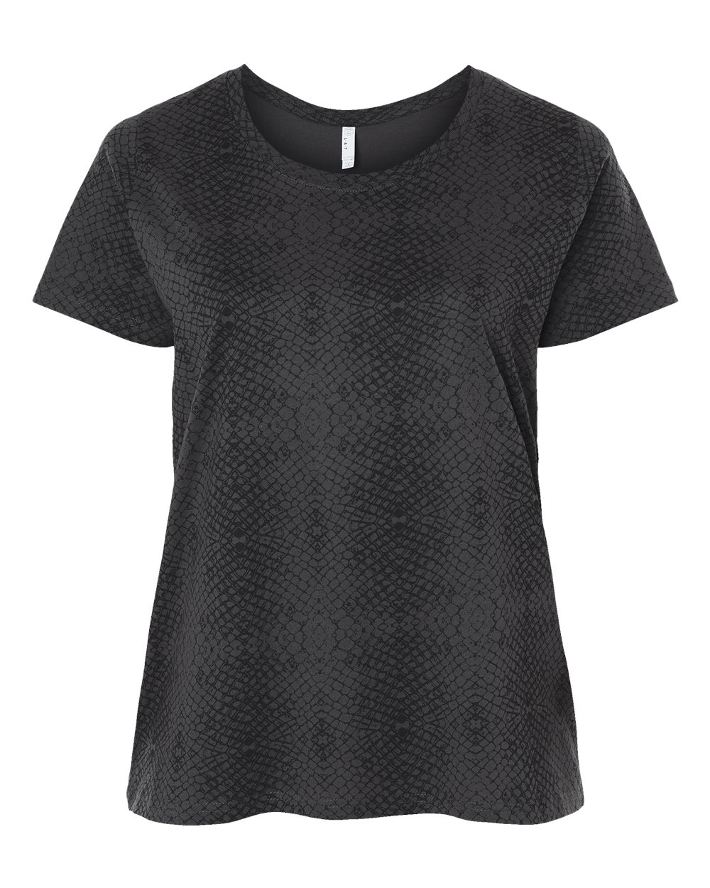 Live & Tell by LAT 3816 Women's Curvy Collection Fine Jersey Tee in Black Reptile