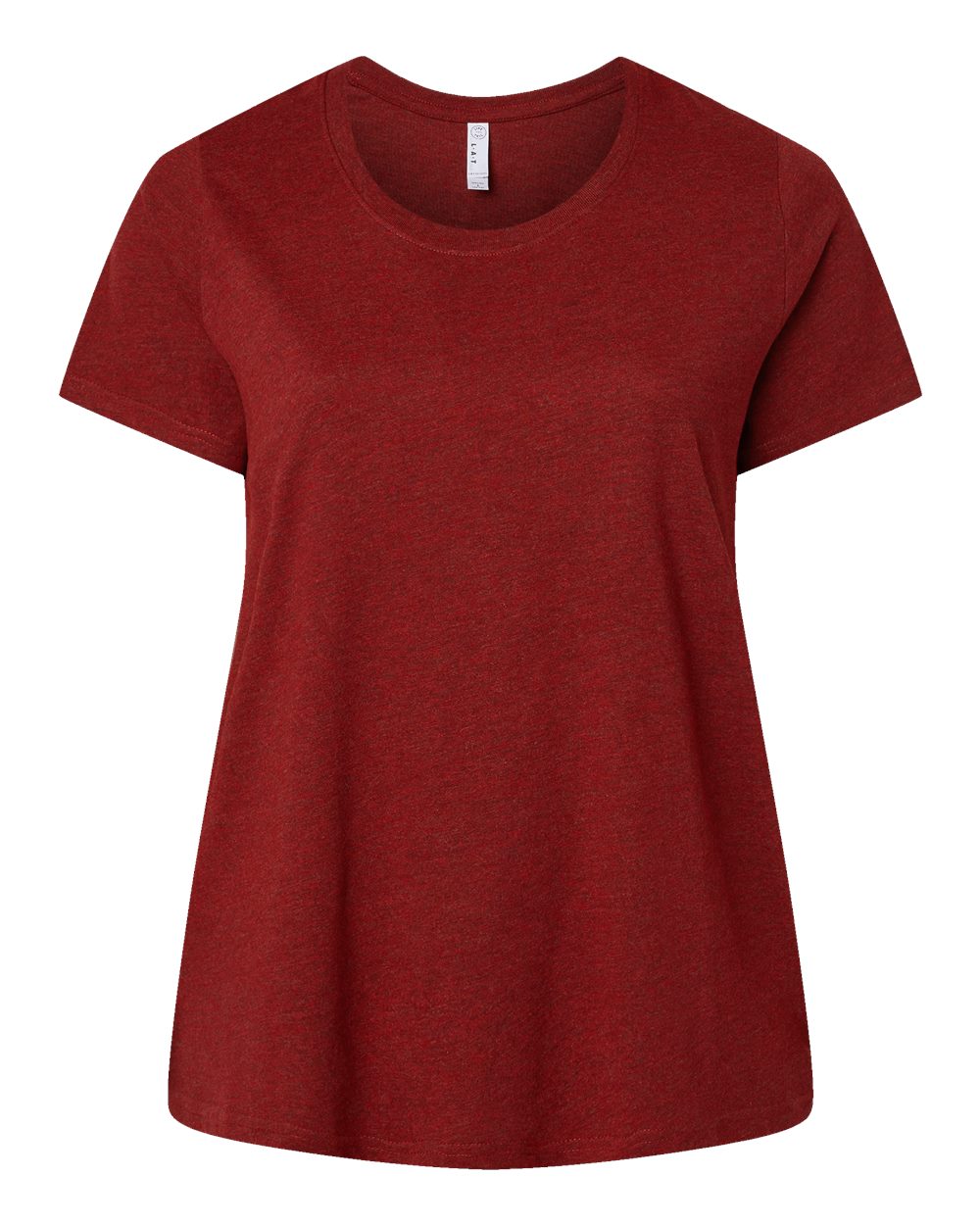 Live & Tell by LAT 3816 Women's Curvy Collection Fine Jersey Tee in Cardinal Blackout