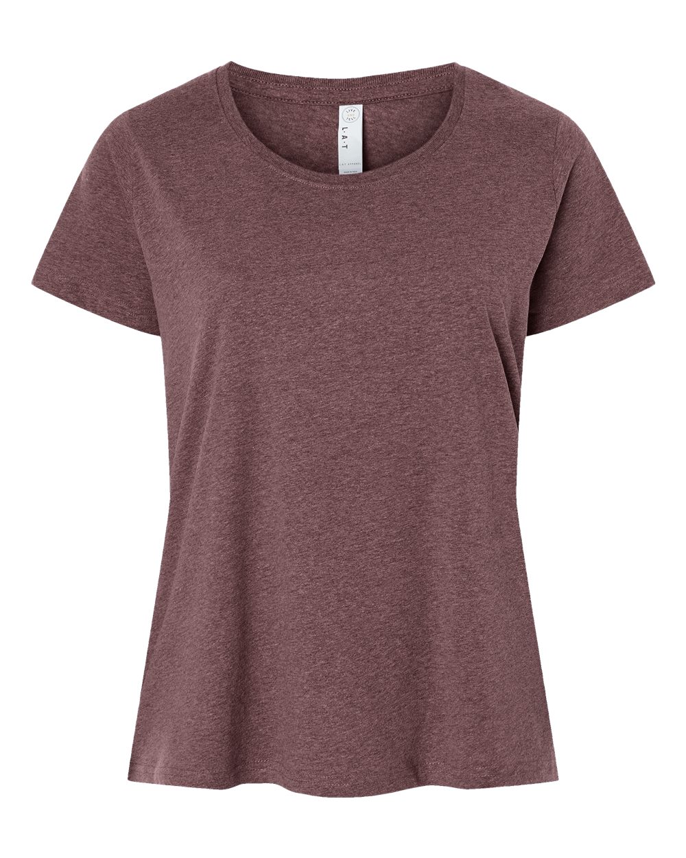 Live & Tell by LAT 3816 Women's Curvy Collection Fine Jersey Tee in Sangria Blackout