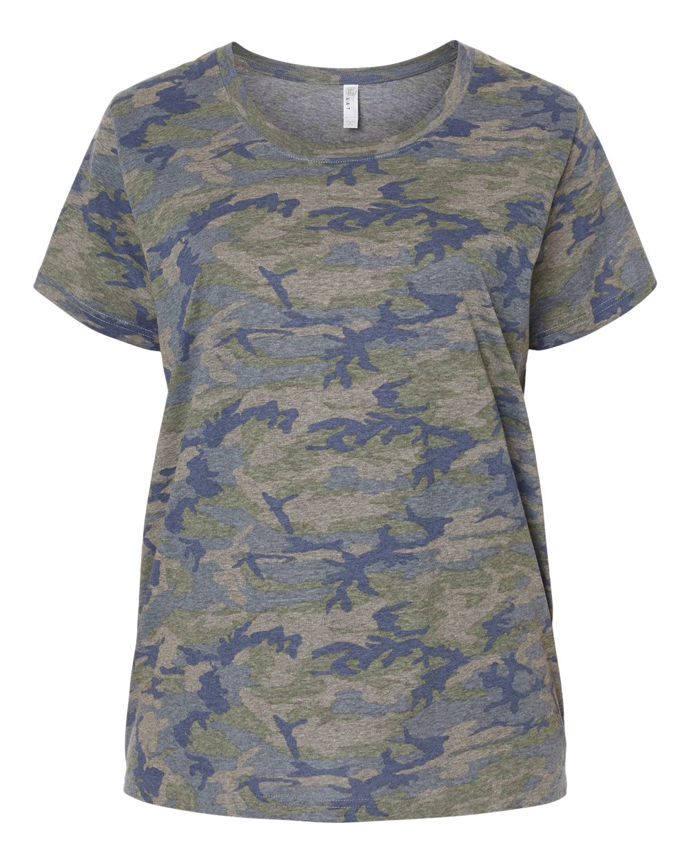 Live & Tell by LAT 3816 Women's Curvy Collection Fine Jersey Tee in Vintage Camo