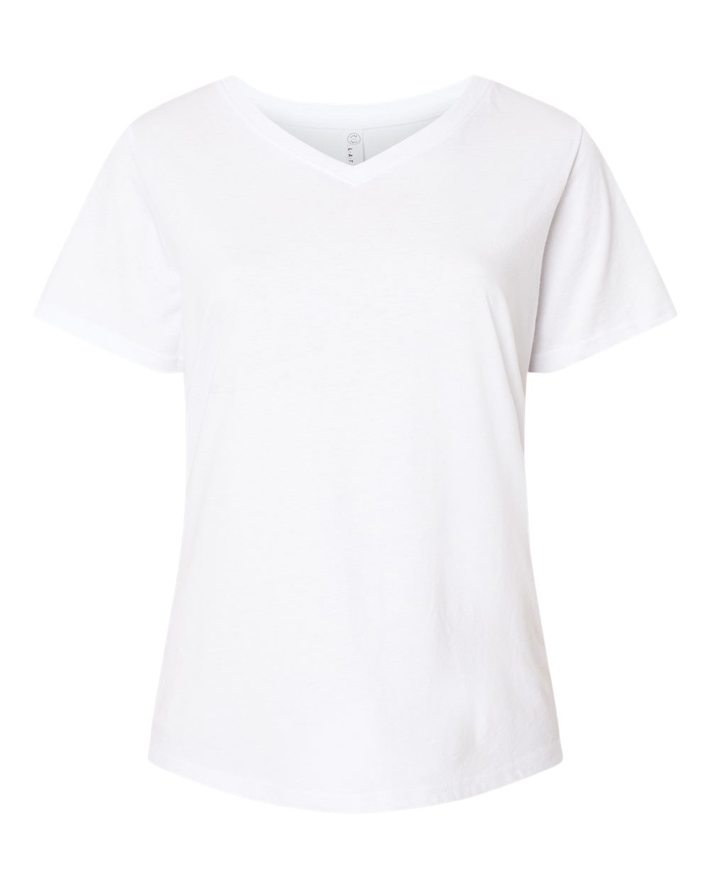 Live & Tell by LAT 3817 Women's Curvy Collection Fine Jersey V-Neck Tee in Blended White