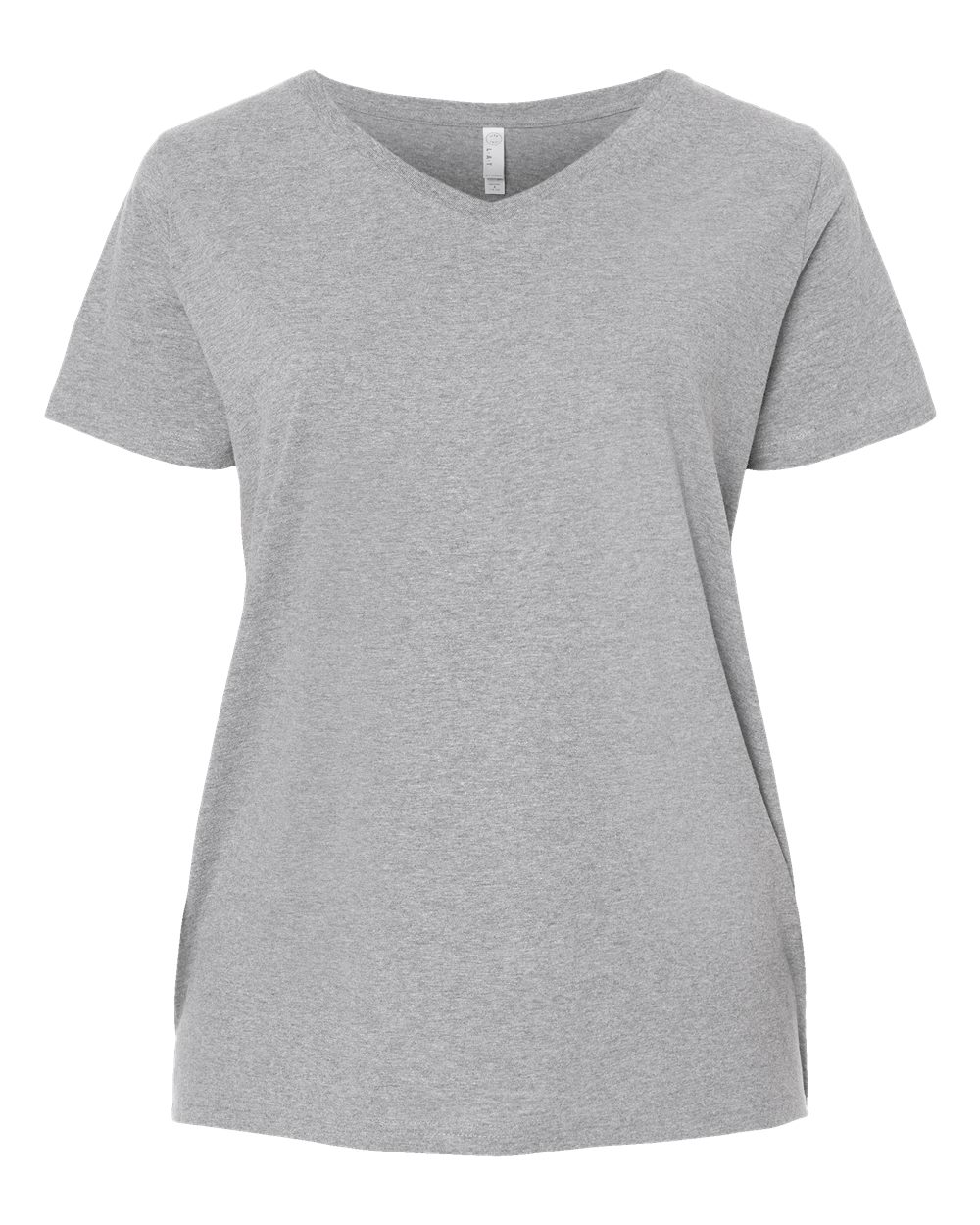 Live & Tell by LAT 3817 Women's Curvy Collection Fine Jersey V-Neck Tee in Heather