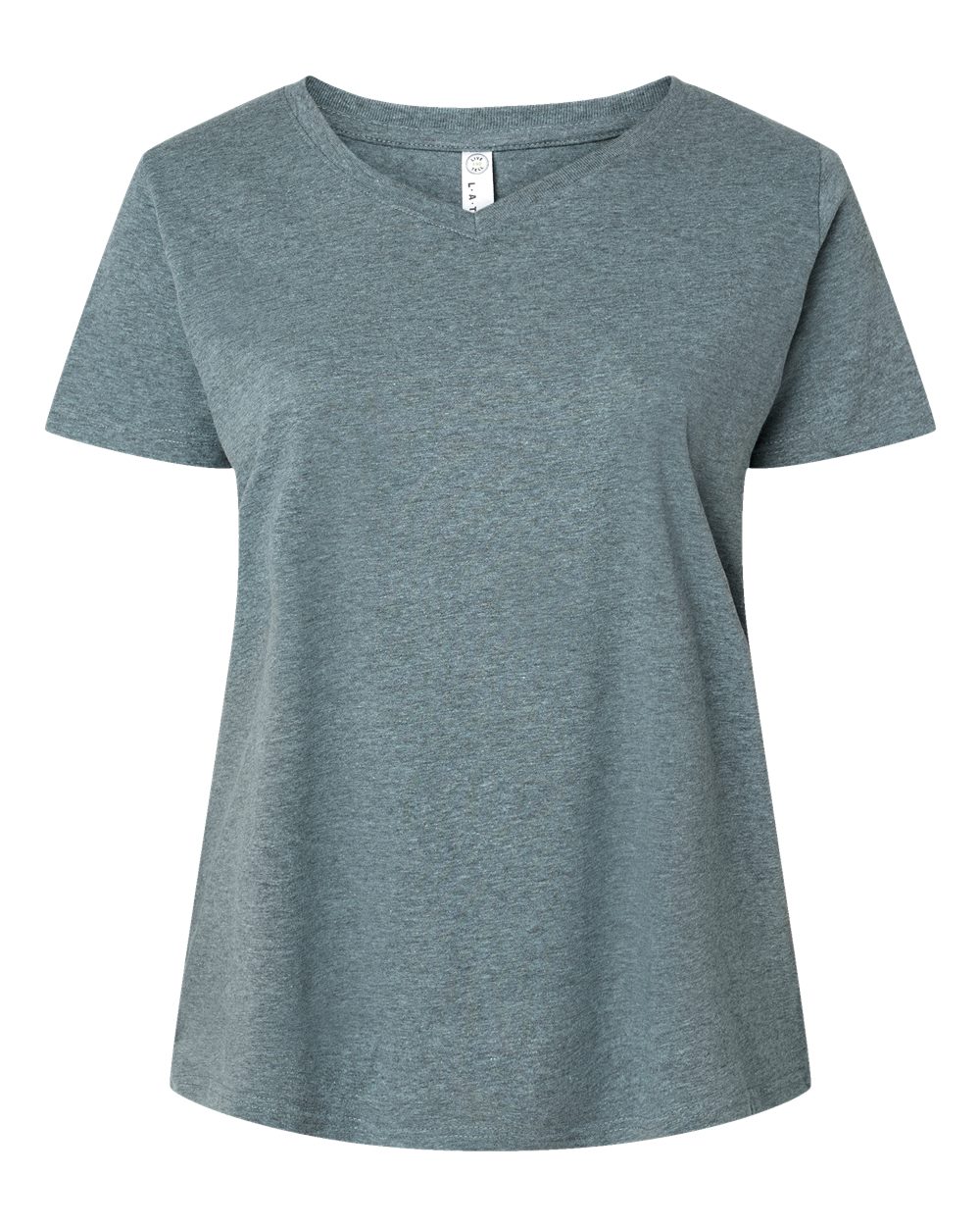 Live & Tell by LAT 3817 Women's Curvy Collection Fine Jersey V-Neck Tee in Ice Blackout