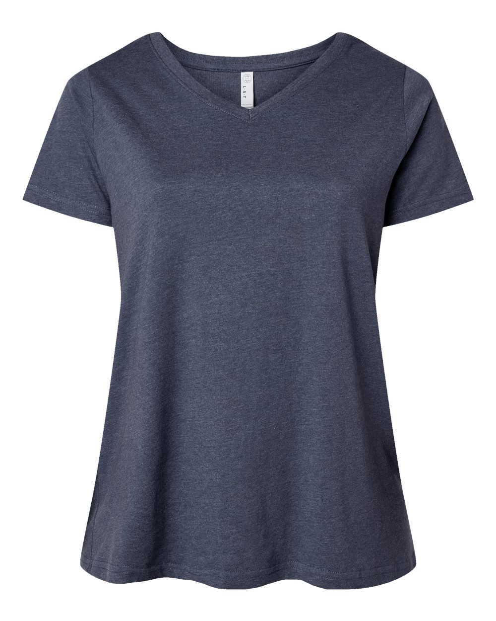 Live & Tell by LAT 3817 Women's Curvy Collection Fine Jersey V-Neck Tee in Vintage Denim