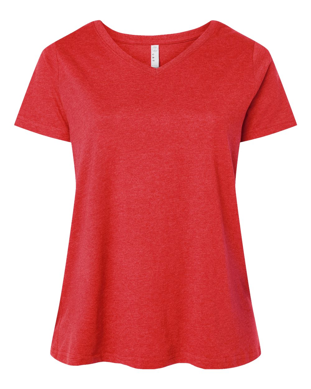 Live & Tell by LAT 3817 Women's Curvy Collection Fine Jersey V-Neck Tee in Vintage Red