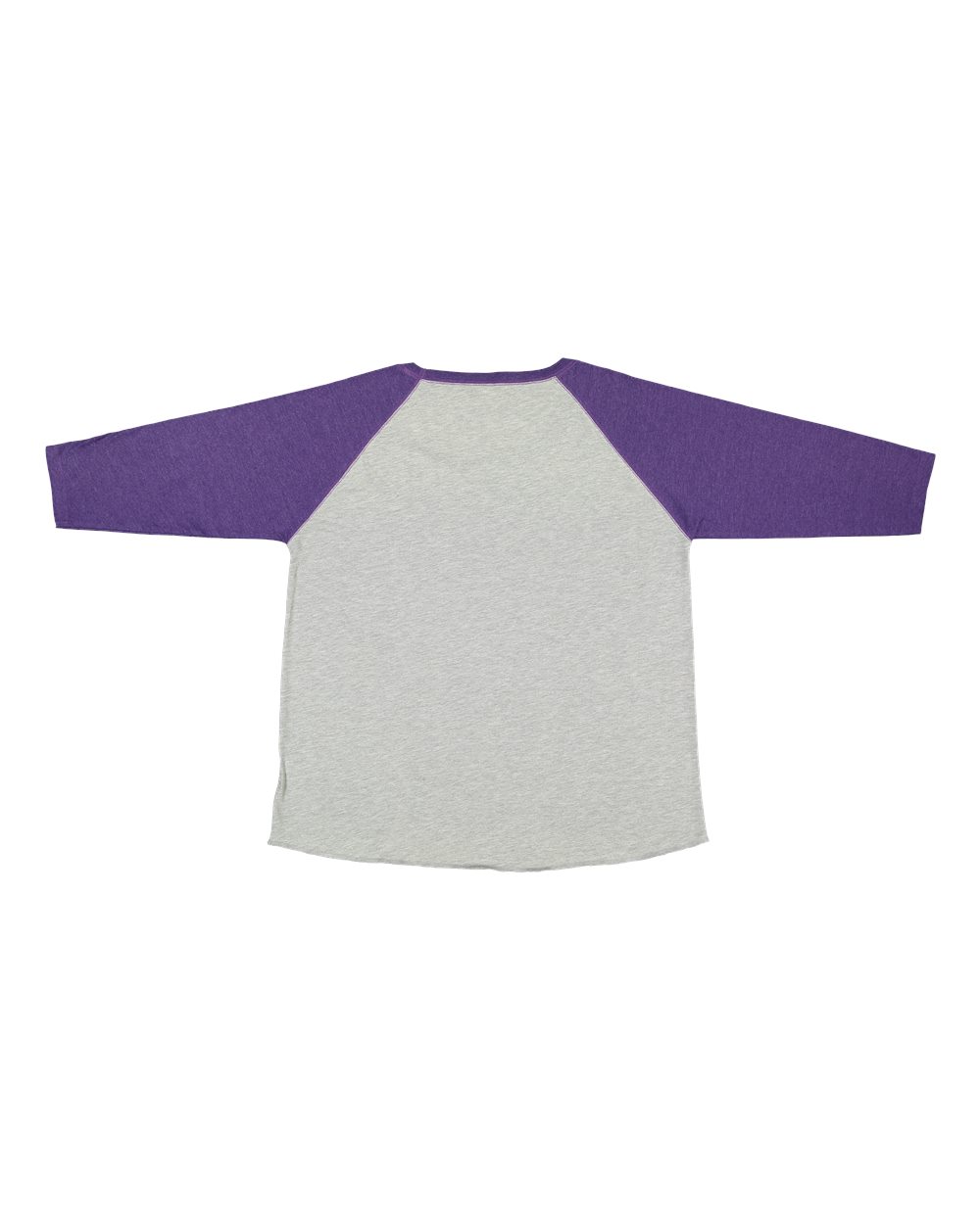 Live & Tell by LAT 3830 Women's Curvy Collection Baseball Three-Quarter Sleeve Tee in Vintage Heather/ Vintage Purple, back