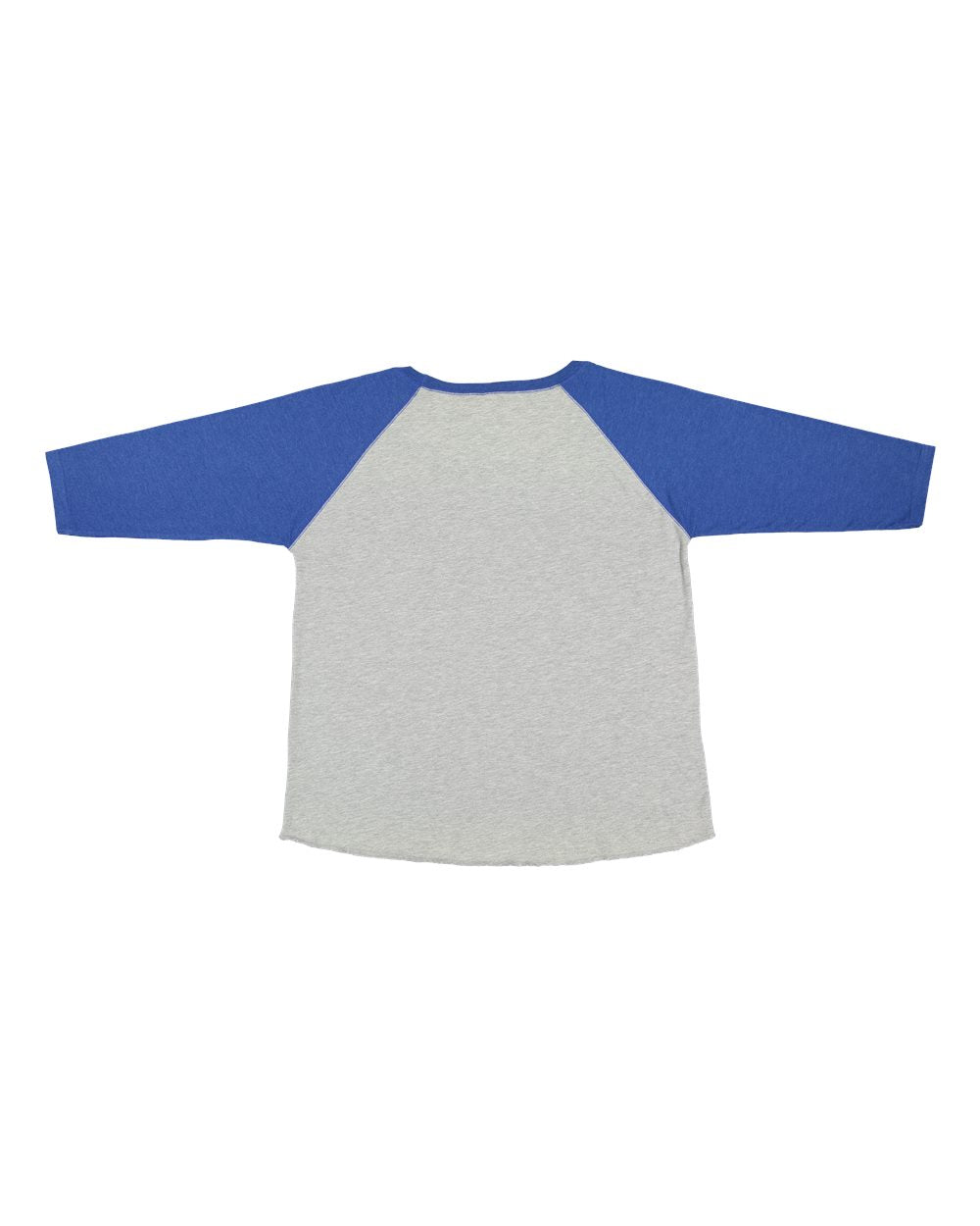Live & Tell by LAT 3830 Women's Curvy Collection Baseball Three-Quarter Sleeve Tee in Vintage Heather/ Vintage Royal, back