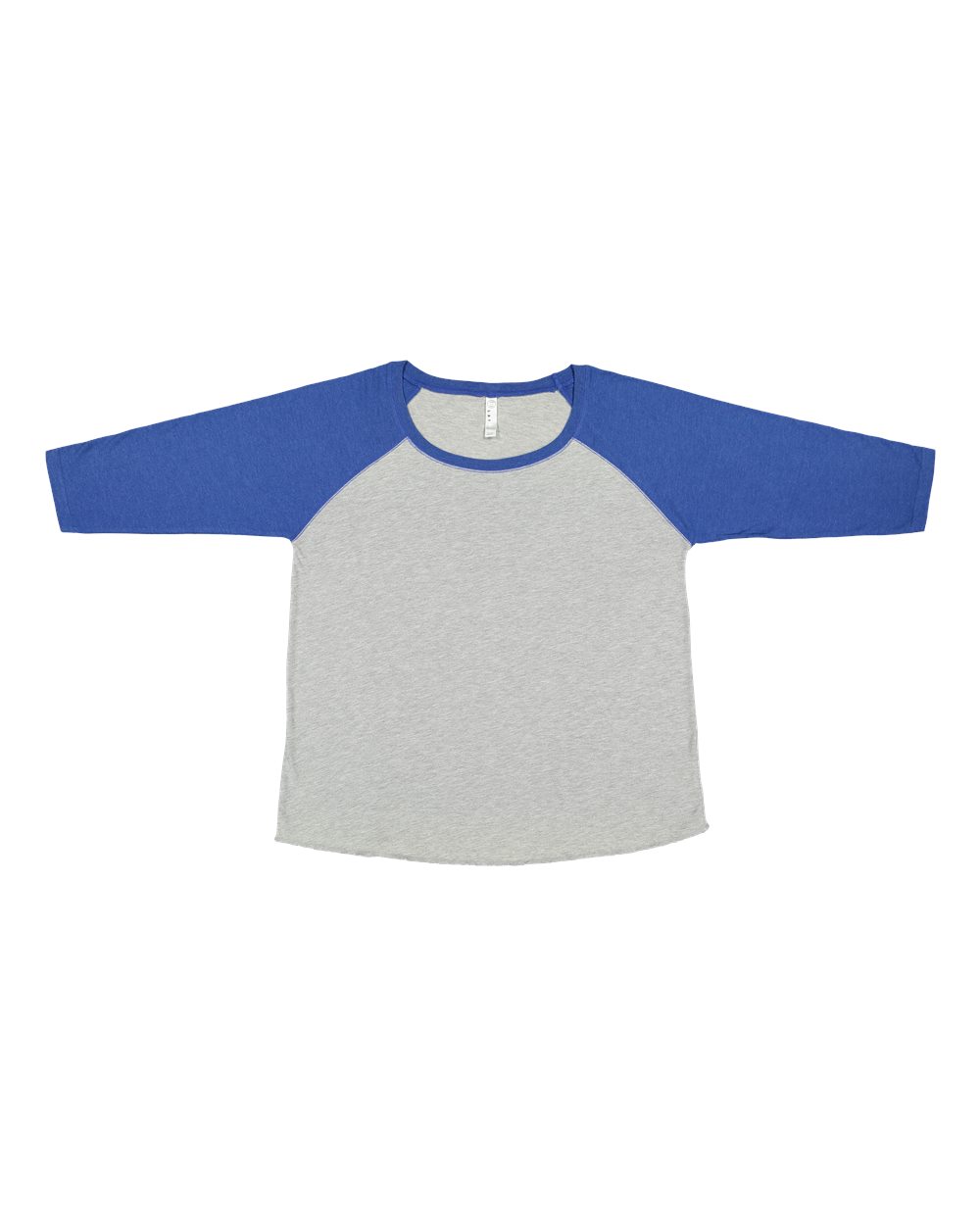 Live & Tell by LAT 3830 Women's Curvy Collection Baseball Three-Quarter Sleeve Tee in Vintage Heather/ Vintage Royal