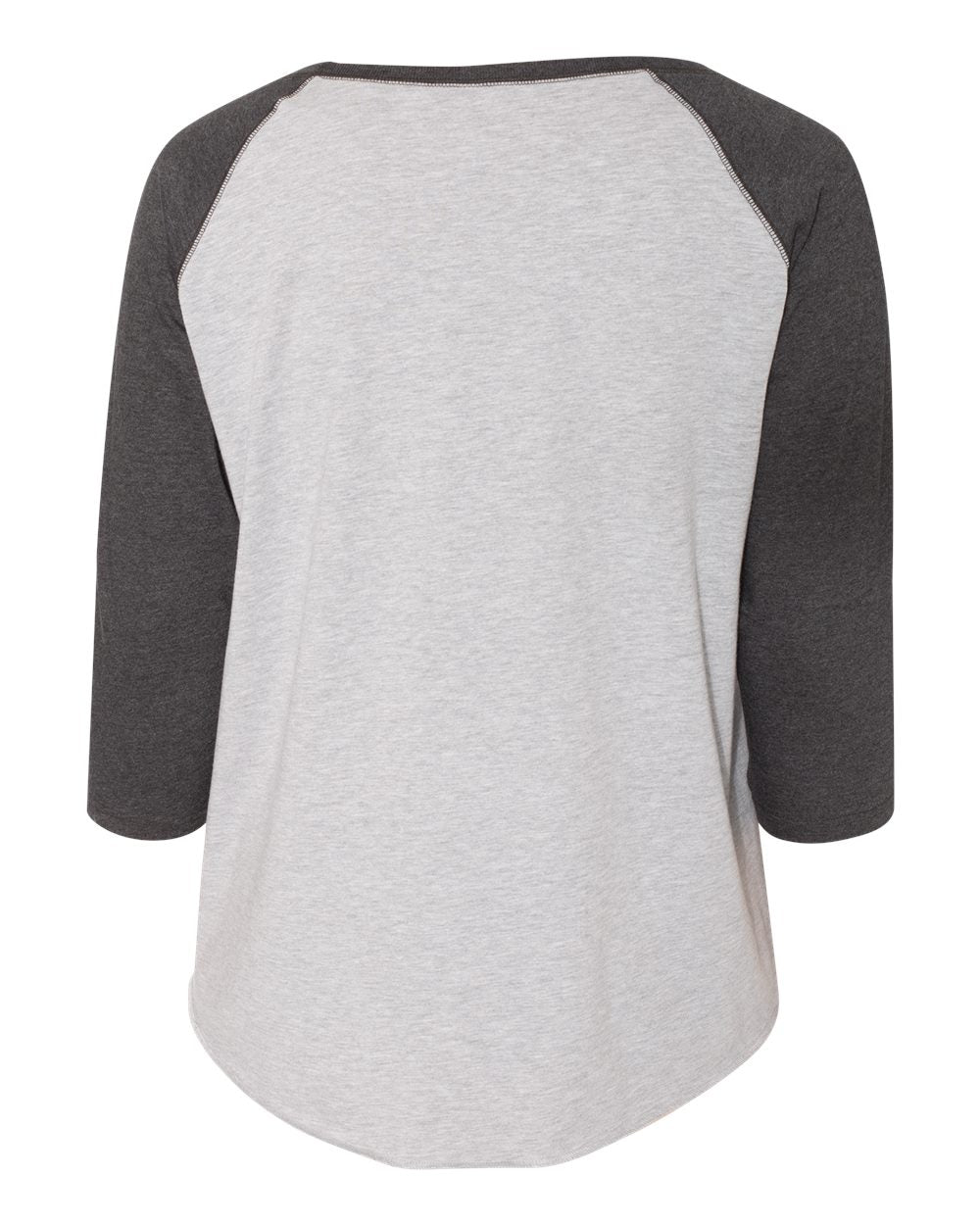 Live & Tell by LAT 3830 Women's Curvy Collection Baseball Three-Quarter Sleeve Tee in Vintage Heather/ Vintage Smoke, back