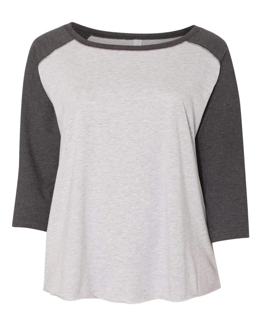 Live & Tell by LAT 3830 Women's Curvy Collection Baseball Three-Quarter Sleeve Tee in Vintage Heather/ Vintage Smoke