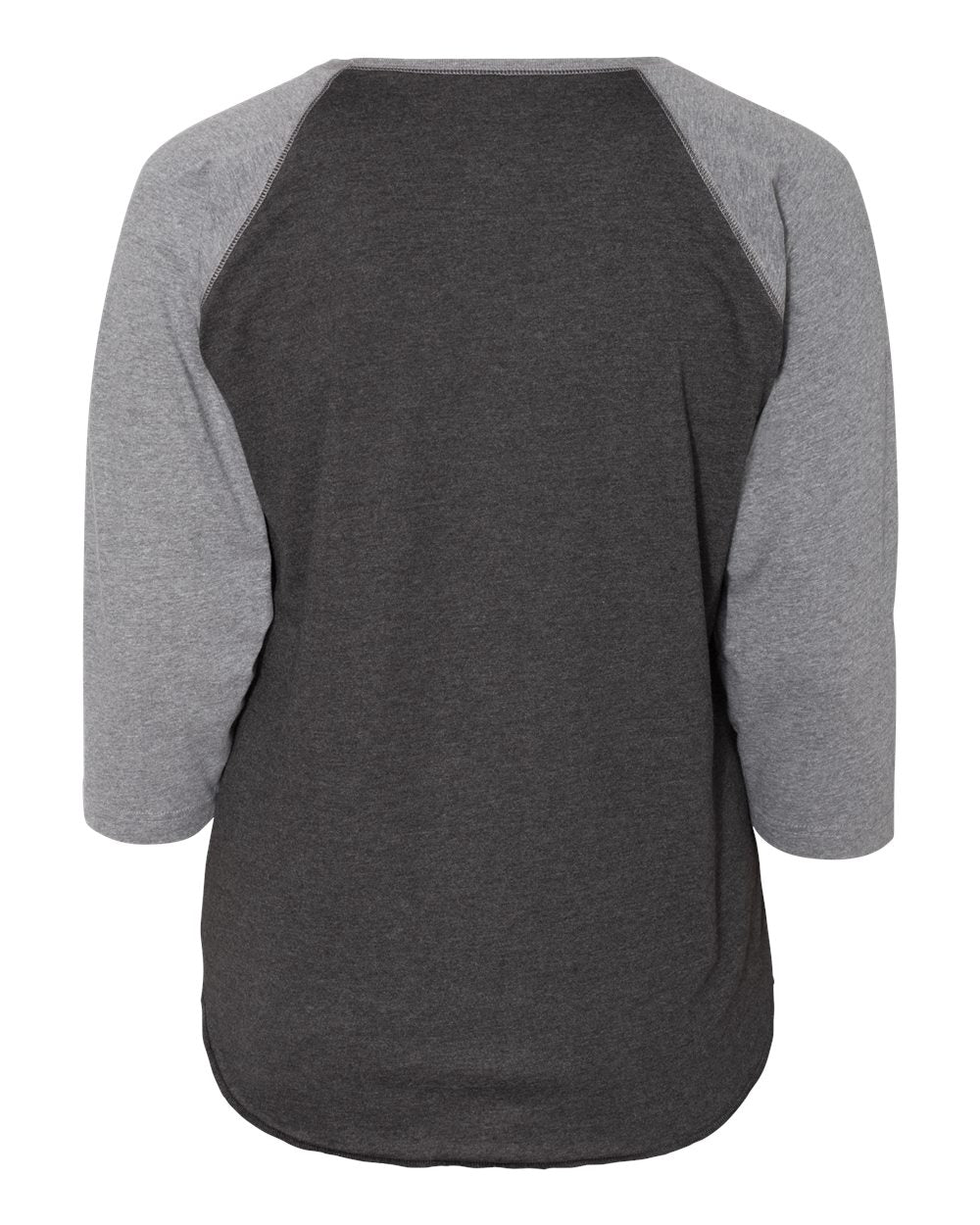 Live & Tell by LAT 3830 Women's Curvy Collection Baseball Three-Quarter Sleeve Tee in Vintage Smoke/ Granite Heather, back