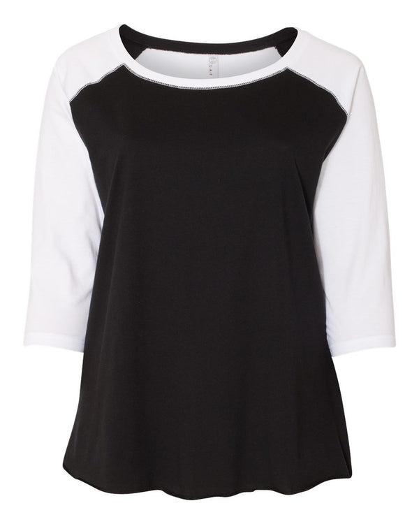 Live & Tell by LAT 3830 Women's Curvy Collection Baseball Three-Quarter Sleeve Tee