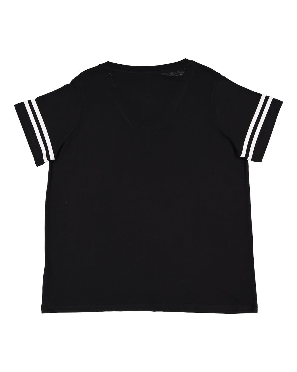 Live & Tell by LAT 3837 Women's Curvy Collection Vintage Football Tee in Black Solid/ White, back