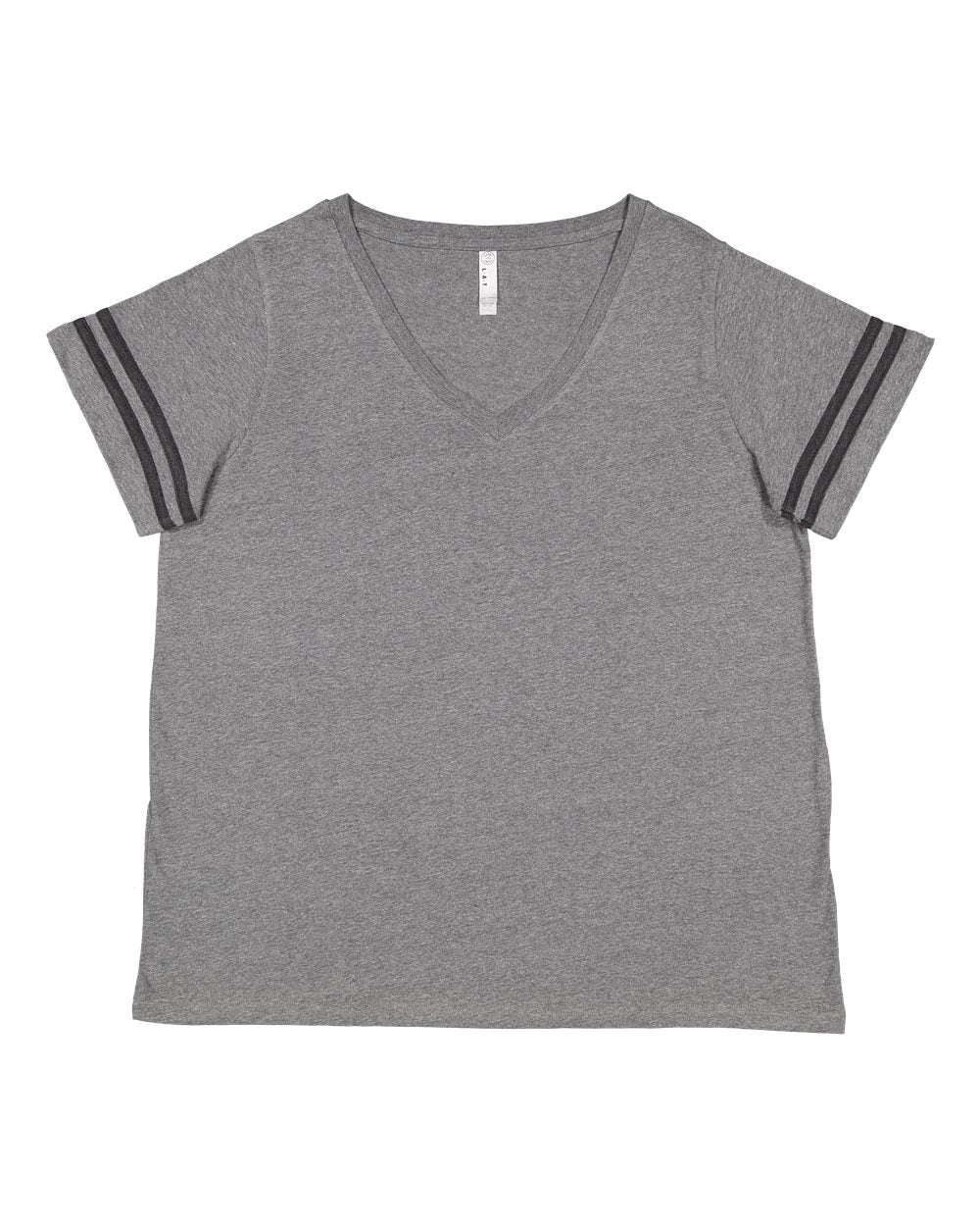 Live & Tell by LAT 3837 Women's Curvy Collection Vintage Football Tee in Granite Heather/ Vintage Smoke