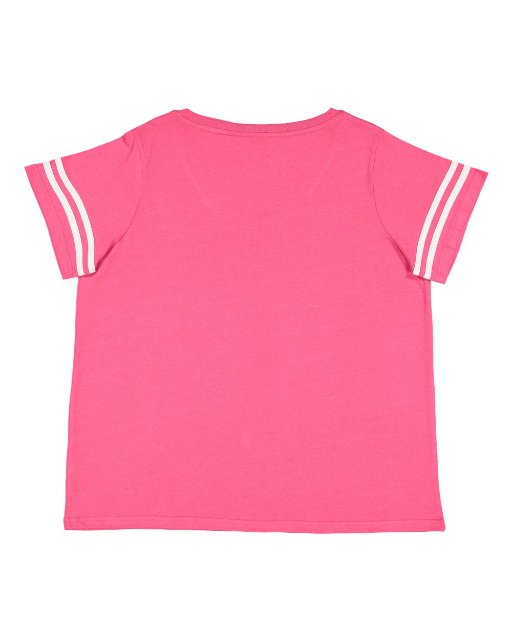Live & Tell by LAT 3837 Women's Curvy Collection Vintage Football Tee in Vintage Hot Pink/ White, back