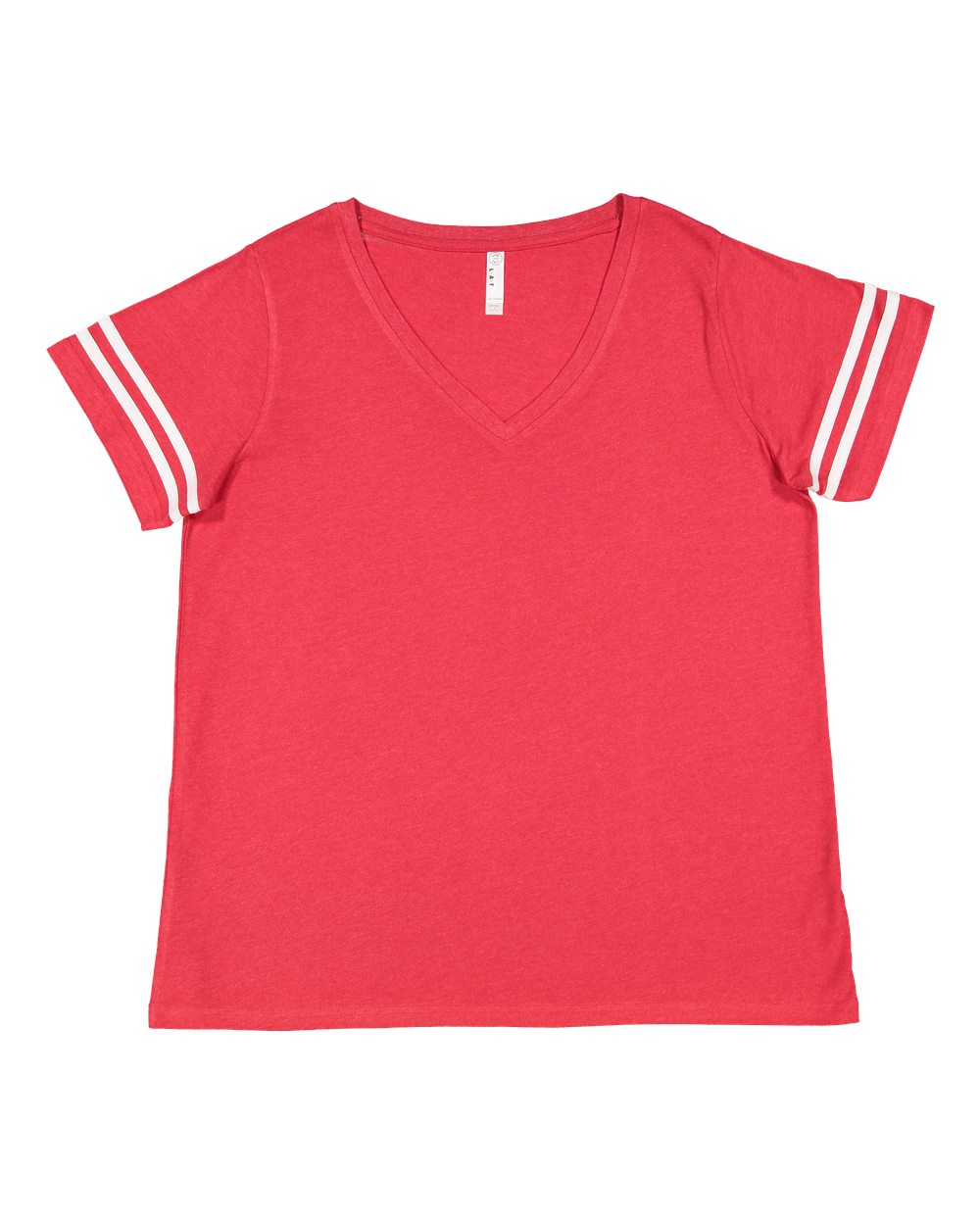 Live & Tell by LAT 3837 Women's Curvy Collection Vintage Football Tee in Vintage Red/ White