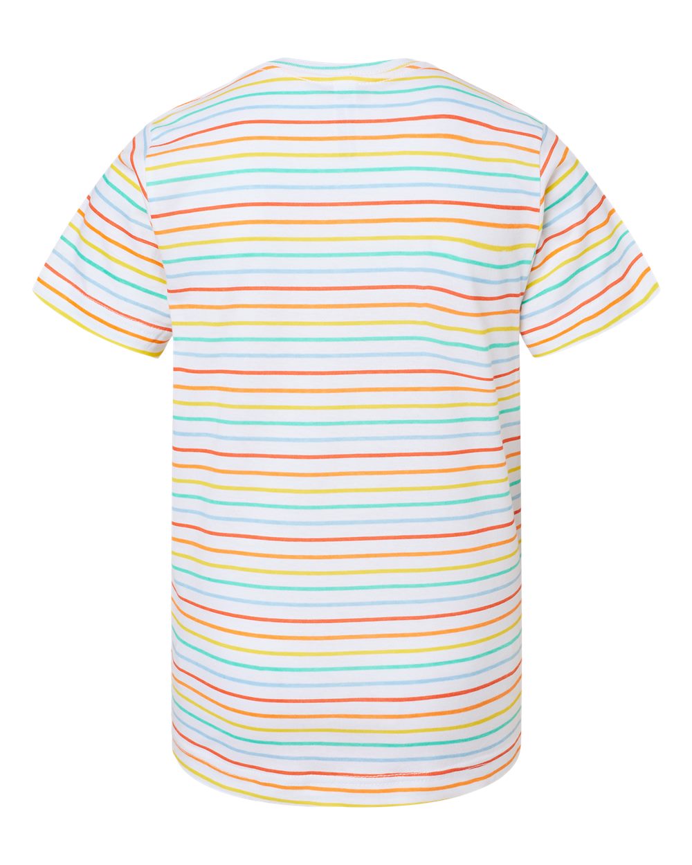Live & Tell by LAT 6101 Youth Fine Jersey Tee in Rainbow Stripe, back