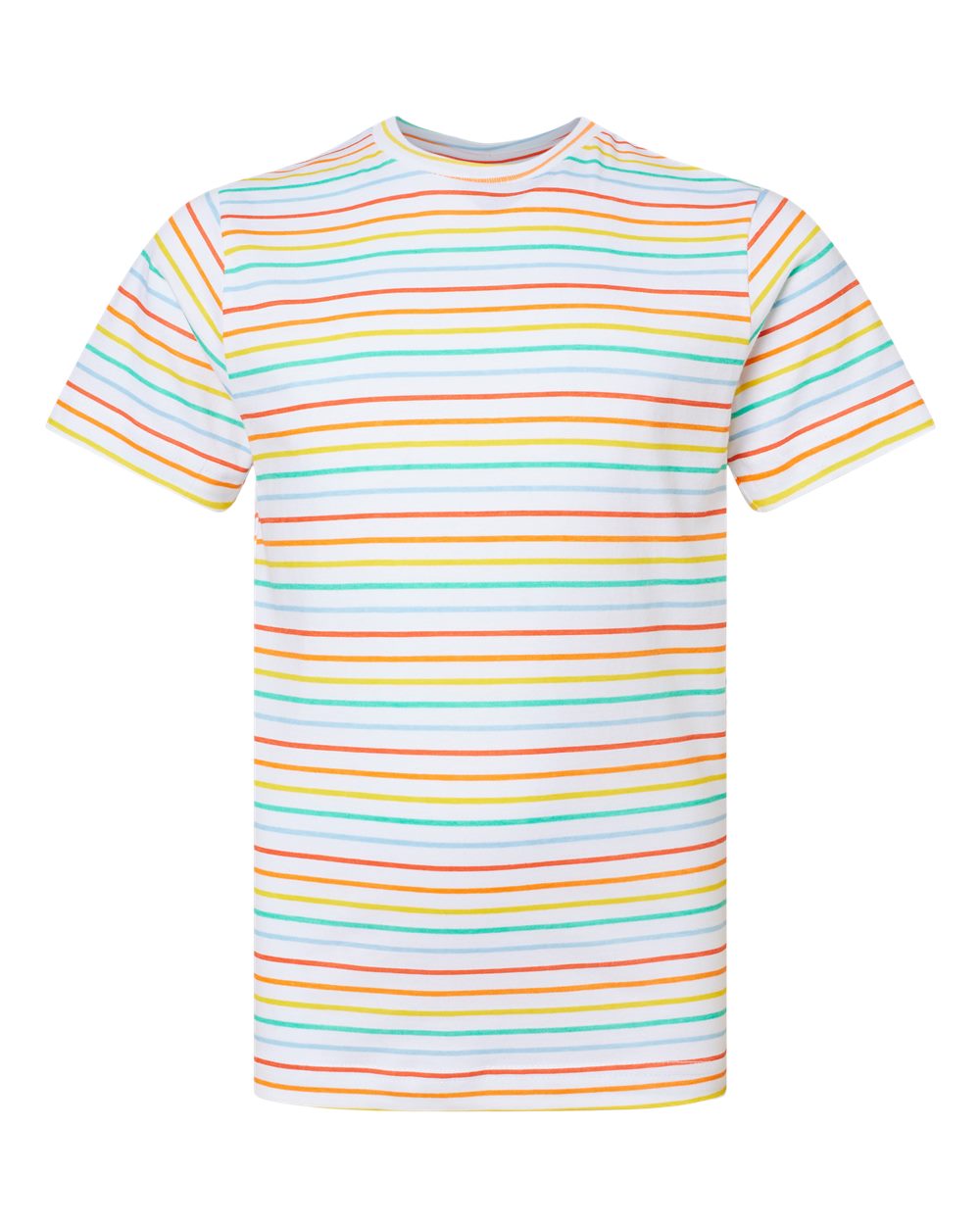 Live & Tell by LAT 6101 Youth Fine Jersey Tee in Rainbow Stripe