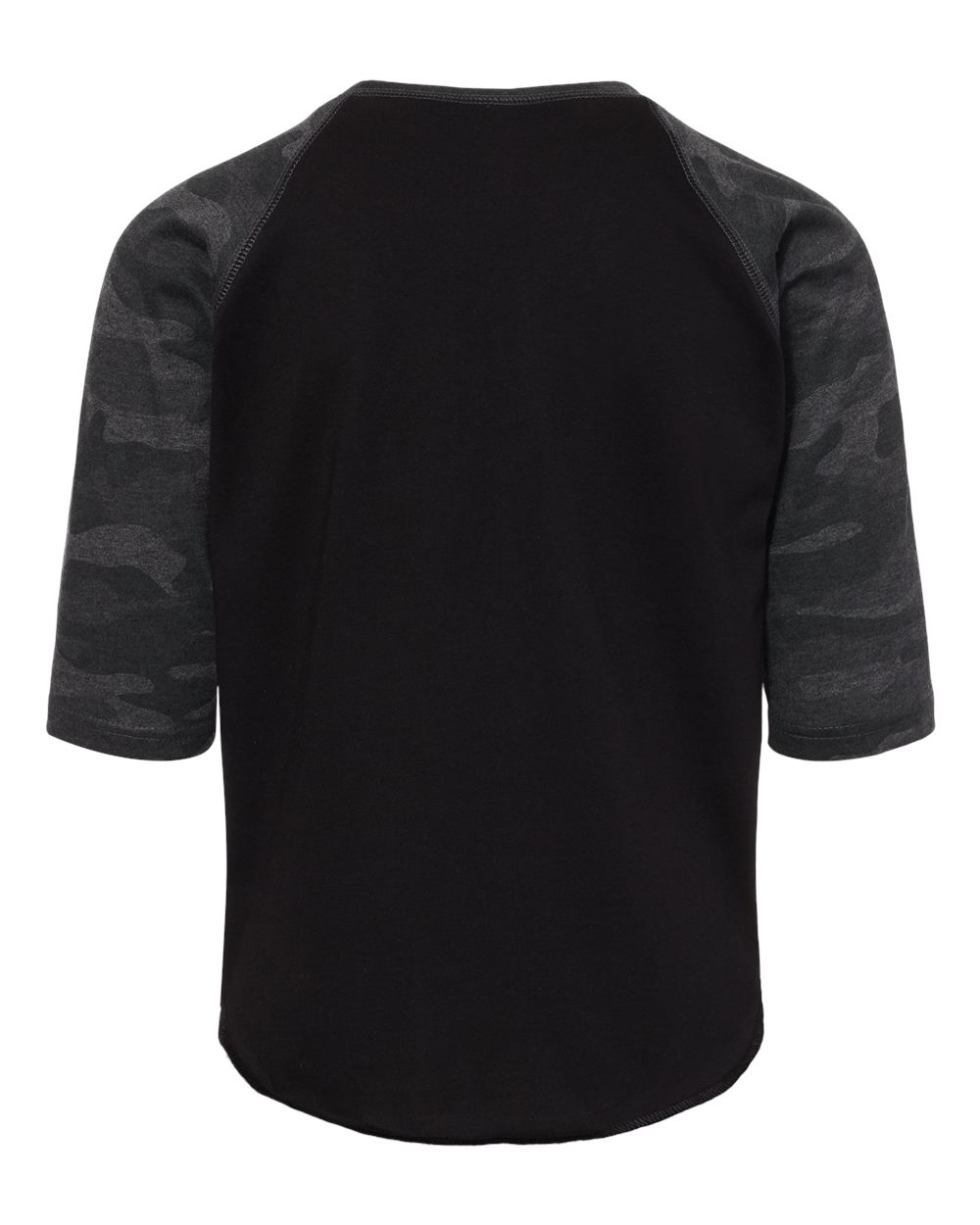 Live & Tell by LAT 6130 Youth Baseball Fine Jersey Three-Quarter Sleeve Tee in Black/ Storm Camo, back