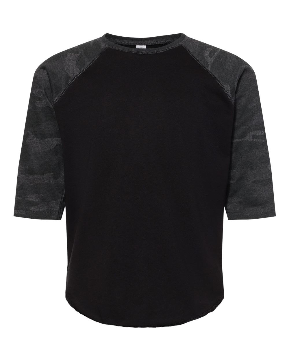 Live & Tell by LAT 6130 Youth Baseball Fine Jersey Three-Quarter Sleeve Tee in Black/ Storm Camo